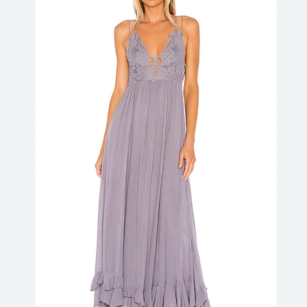 Free People Adella Maxi Dress Size Small  Lace Maxi Dress in Dark Gray Boho Chic - Picture 3 of 15